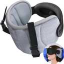 SARISUN Travel Pillow for Airplanes, Airplane Pillow for Long Flight, Neck Pillow with Eye Mask for Sleeping, Portable Travel Pillow for Car Road Trip Headrest, Stop Bobblehead, Grey