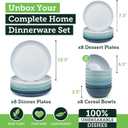 Grow Forward 24-piece Premium Wheat Straw Dinnerware Sets for 8 - Unbreakable Dishwasher & Microwave Safe Plastic Plates and Bowls Sets - Patio, Outdoors, RV, Camping Dishes - Seascape