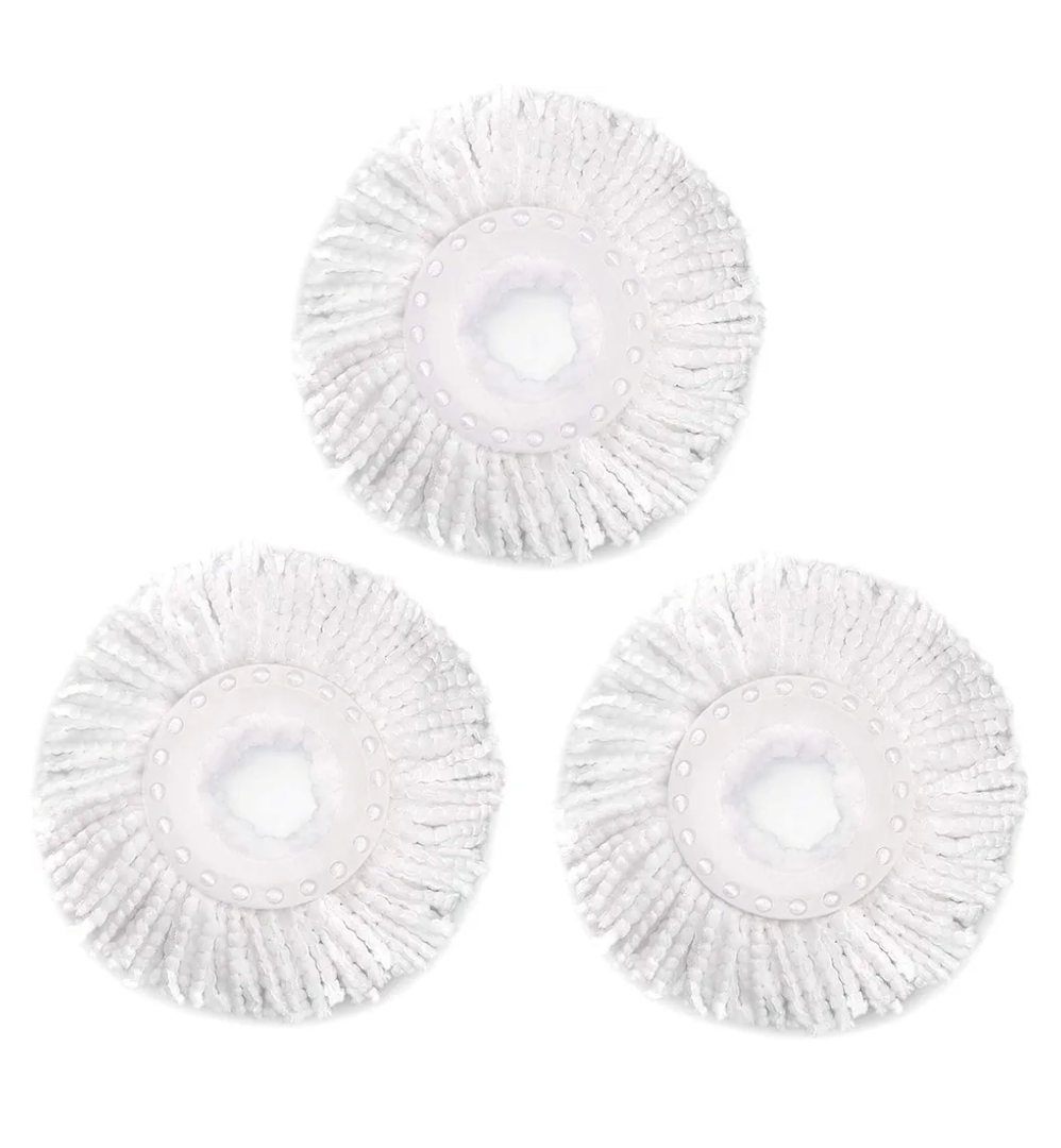 3 Pack Spin Mop Replacement Head for Hurrica, Mopnad, Cassabel and Other 360 Spin Mop Systems, Microfiber Spin Mop Refills (3pc-White)