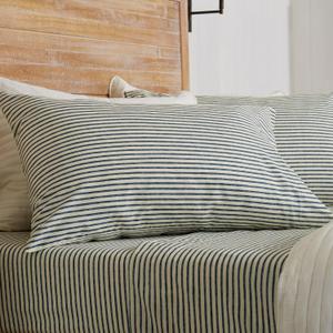 Great Bay Home 4-Piece Full Size Stripe Microfiber Sheet Set - Ultra-Soft, Brushed Bedding Sheets & Pillowcases - Wrinkle Free, Comfortable, All-Season Bed Sheets (Blue)