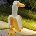 Large 8'' H Cute Banana Duck Outdoor Statues Decor, Weird Garden Gifts for Birthday Halloween Christmas, Funny Yard Sculptures Lawn Patio Ornaments Decorations