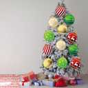 Soulchen 12 Pcs 9 Inch Large Christmas Tree Picks Ornaments 2D Cardboard Red Green Gold Christmas Ball Shaped Decorations Giant Xmas Tree Ornaments for Xmas Vase Fillers Wreath Crafts Decor