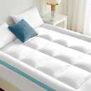 STWIENER Full Mattress Topper, Plush Pillow Top Mattress Topper for Back Pain Relief, Extra Thick Mattress Pad Deep Pockets for 8"-21", Soft Down Alternative Fill Mattress Protector, Blue Stripe