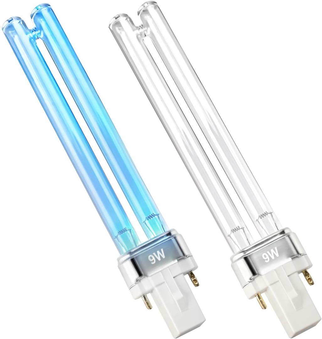 9W UV PL-S9/TUV G23 Base Replacement Light Bulb for Outdoor Pond Clarifier Compatible with JUP-01 UVE9 CF400 CF500 UVCP-9 303B 304B R18 R18D R2000 UV Light for Aquarium, 2PCS