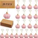 40 Pcs Thanksgiving Pumpkin Decorations Pumpkin Place Card Holders with Fall Cards for Table Setting Wedding Table Decor Mini Pumpkins Tables Number Holder (Pink)