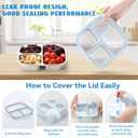 Stainless Steel Snack Containers, 3 Compartments Reusable on and go Bento Box with Lids for Kids, Lunch Box Pre Meal Storage for School Office Outdoor Camping Travel - Blue