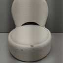 Small Vanity Stool Chair with Storage and Folding Back,4 Metal Legs with Anti-Slip Feet,Round Ottoman with Velvet Seat, Furry Padded Seat for Makeup, Bedroom (Black, Standard) (15.7"D x 15.7"W x 19.5"H, White)