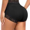 DERCA Butt Lifting Panties Padded Underwear for Women Booty Pads Butt Enhancer Lace Shapewear Panty (X-Small, Black)