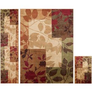Home Dynamix Amelia Modern Area Rug | 3 Piece Set | Beige/Green/Red