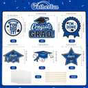 30 PCS Graduation Party Decorations Congrats Grad Table CenterpieceGraduation Table DecorationsCongratulate Graduation Centerpiece Sticks Table Toppers for Graduation Party(Blue,Black