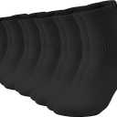 2 x AugRing Women Crew Socks Casual Athletic Gym Running Cozy Cotton Calf Socks For Women 3-6 Pack Size 5-11 (Black, S)