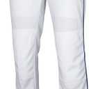 Rawlings | Mens Semi-Relaxed Full Length Baseball Pants | Piped | Adult Sizes | Multiple Colors (Large, White/Navy)