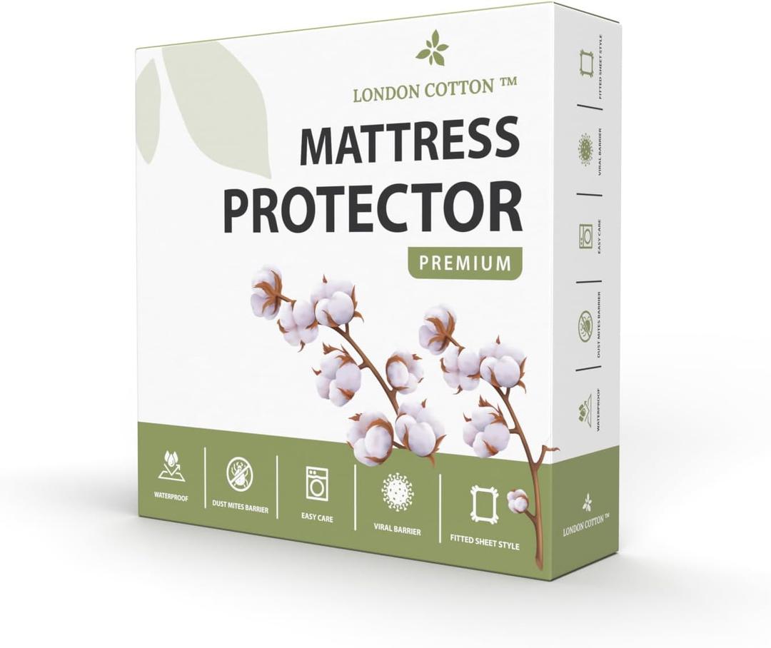 Premium Twin XL Size Mattress Protector 100% Waterproof Mattress Protector Breathable Deep Pocket Washable Bed Cover College Dorm Size (Twin XL)