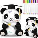 Blueweenly 12 Inch Graduation Autograph Stuffed Animal Panda Bear Plush with Graduation Cap Smooth Fabric Congrats Grad Stuffed Panda Bear with 8 Colored Marking Pens for Graduate Student Party Supply