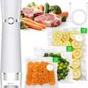 Vacuum Sealer for Food, Handheld Saver Compact Vacuum Sealer Machine with 30 Reusable Bags for 10X Preservation & Fresh (White)