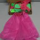 Tatuo 80s Fancy Women Tutu Skirt Accessories Costume Party Outfit Carnival Leg Warmers Headband Gloves Earrings Necklace(Rose Red, Fluorescence Green),4-6 Y