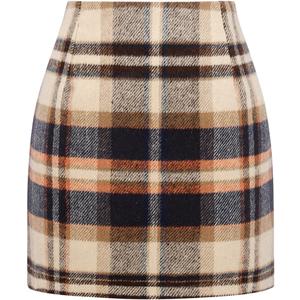 IDEALSANXUN Womens High Waist Plaid Skirt Bodycon Pencil Wool Mini Skirts
