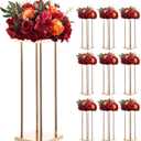 VEVOR Wedding Flower Stand, 10PCS 23.62-inch Column Flower Stand, Floral Stands with Metal Laminate, Cylindrical Cubic Floral Display Rack for Wedding, Party, Birthday, Home,French Gold Centerpiece Stands