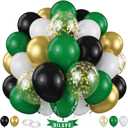 Black Gold Green Balloons 60 Pcs Dark Green White Black Metallic Gold Balloons 12 Inch Football Soccer Video Game Christmas Balloon for Boy Men Jungle Graduation Baby Shower Birthday Party Decorations