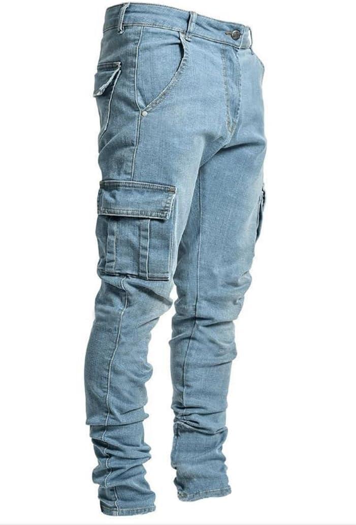 Baylvn Men's Ripped Distressed Destroyed Straight Slim Fit Jeans Skinny Casual Fashion Denim Pants (42, 857 Blue)
