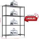 IZEUK 1400 LBS Garage Black Shelving Wide Storage Shelves 4 Tier Adjustable Heavy Duty Metal Wire Rack Standing Shelf Unit for Kitchen Office College Dorm Garage Warehouse 15.8" x 45.8"x 59.4"