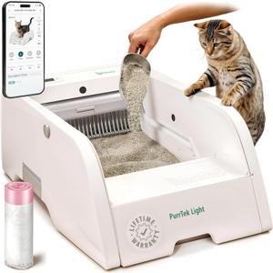 Petcove Self Cleaning Automatic Litter Box for Multi Cat Open Top/Quiet Operation 45 dB/Odor Control/Dual Anti-Pinch Safety/Easy App Control with Ultra Fast 5 GHz Wi-Fi - 20 Count Litter Bags