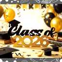 Class of 2026 Sign Graduation Party Decorations 2026 Grad Photo Booth Prop Graduation Table Centerpieces for Senior Night Decor Signs College High School Party Supplies(Black and Gold)