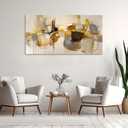HGUAOA Abstract Wall Art for Living Room - Large Yellow and Orange Geometric Artwork - Modern Paintings for Office Decor - Contemporary Big Wall Decor for Home or Office 20×40IN