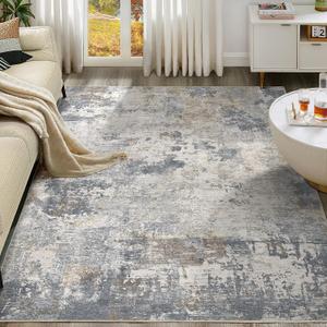 UERMEI 5x8 Area Rug Living Room Rugs - Washable Neutral Modern Abstract Soft Thin Large Rug Indoor Floor No Slip Rug Carpet for Bedroom Under Dining Table Home Office Decor - Blue Grey