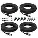 4PCS 33FT(10m) 12V DC Power Extension Cable with Power Jack Adapter Connectors(2 x Male + 2 x Female) 5.5mm x 2.1mm DC Power Adapter Extension Cord and Cable Wire Ends Plug HE030-4