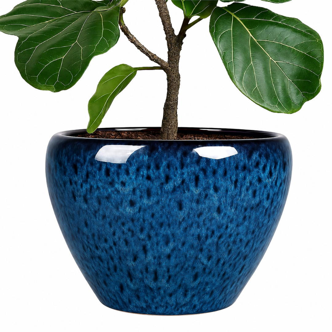 Deep Dream 10 Inch Plant Pot- Ceramic Planter Pot Round Plant Pots for Indoor Plants Outdoor Large Flower Pot with Drainage Holes, Blue