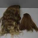 MAGQOO Golden Brown Wig with Beard Mustaches Men's Long Curly Wig Golden Brown Hair Wigs Halloween Cosplay Costume Party Wigs