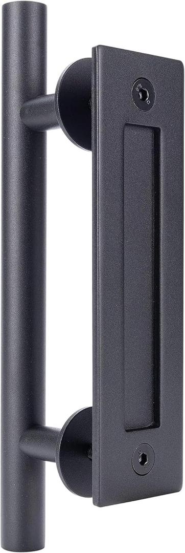 Wright Products Interior Pull and Flush Handle Set for Barn Doors, Matte Black