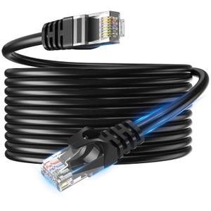 CAT6 Ethernet Cable 33 FT, Bare Copper UTP Internet Network LAN Patch Wire, High-Speed Cat 6 Cord for Gaming, Computers, Routers - Black