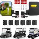 Golf Cart Side View Mirrors, Golf Cart Mirrors with Turn Signal Light, No Drilling Foldable Golf Cart Side Mirrors Compatible with Ezgo Yamaha ICON Club Car (3 Size Clips)