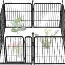 FXW Garden Fence 24in(H) x 14.8ft(L), 8 Panels Decorative Dog Fence Outdoor for The Yard  Heavy Duty Metal Animal Barrier for Dog and Rabbit, Easy Setup, Black