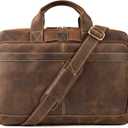 Full Grain Leather Messenger Bag for Men, 16” Briefcase Laptop Satchel Vintage Professional Office Work & Travel Bag