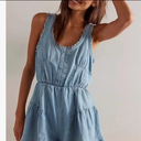 utcoco Women's 2025 Summer Casual Sleeveless Denim Romper Elastic Waist Loose Jean Shorts Jumpsuit Overalls Size L