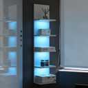 5 Tier Wall Shelf Unit, RGB Lack Shelf, Vanity Shelves with Light,White Shelves for Room,Office,Bathroom,Remote Control
