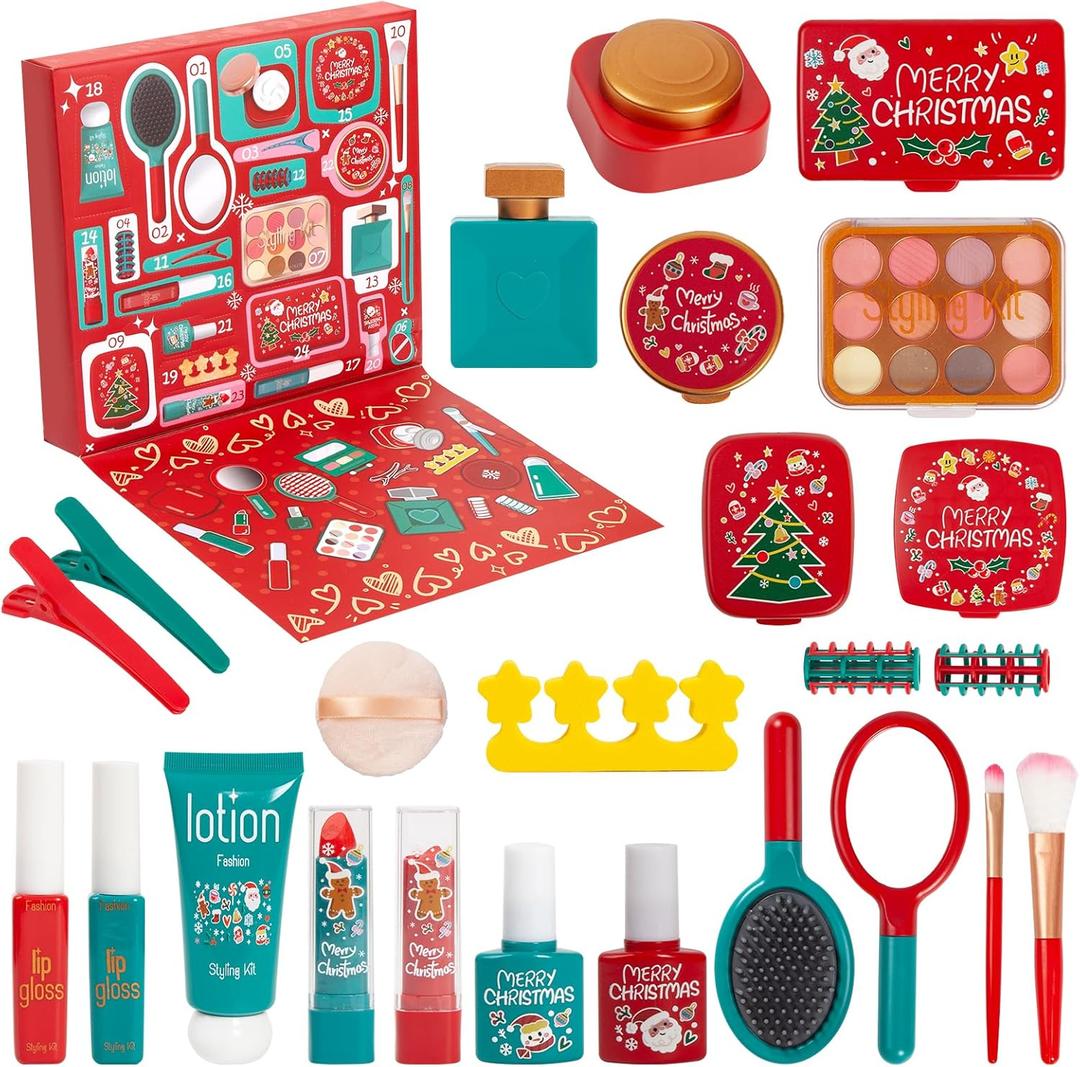 Advent Calendar 2025 Girls Pretend Play Fake Makeup Toys Stocking Stuffers Toys for Kids
