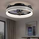 Ceiling Fans with Lights and Remote, Low Profile Ceiling Fan with Stepless Dimming Lighting, 6 Wind Speeds, 15.7 Inch Flush Mount Ceiling Fan for Bedroom (Black01)