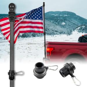 HIBLE 5 Foot Carbon Fiber Flag Pole Single Piece Flag Pole for Truck, House, Boat, Vehicle, SUV (1 Inch, Fit 2x3 FT Flag and 1-1.25 Inch Mount) (Black)