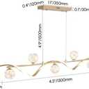 51.2" Linear Gold LED Chandelier, 6 Light Sources, 5 Clear Glass Globes, 51.2" L x 7.5" W x 9.1" H