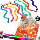 UpBrands 96 Stretchy Snakes Toys 6 Inches Bulk Set, 8 Glitter Colors, Kit for Birthday Party Favors for Kids, Goodie Bags, Easter Egg Basket Stuffers, Pinata Filler, Small Classroom Prizes