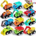 JOYIN 12-Piece Mini Construction Car Set, Plastic, Unisex, Non-Riding Toy Vehicle, Perfect for Imaginative Play and Parties
