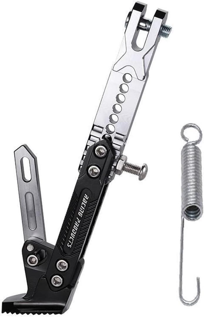 Side Stand Kickstand Motorcycle Kickstand Kick Bracket Foot Side Stand Supportor Parking Crutch Holder Pit Bike Moto Motorbike Accessories Universal (Silvery)