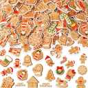 JULBEAR Gingerbread Foam Sticker, 300Pcs Christmas Snowflakes Candy Gingerbread Shapes Self Adhesive Foam Stickers for Kids Christmas Party Favors DIY Crafts Decorations Schools Crafts Projects