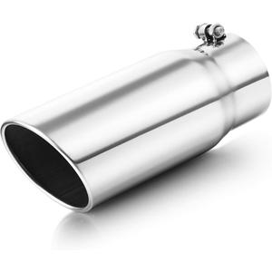 A-KARCK Exhaust Tip 4" Inlet, Polished Bolt On 4" Inlet 5" Outlet 12" Long Stainless Steel Muffler Tip Protect Tailpipe