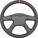 MEWANT Steering Wheel Cover for Chevy Silverado 1500/2500 / 3500 2003-2006 / Silverado 1500 2500HD 3500 Classic/Trailblazer Hand-Stitched Microfiber Leather Steering Wheel Wrap (Red Stripe + Red Thread)