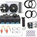 jiaji 12V 13700 BTU Under Dash Air Conditioner, 12 Volt Electric Air Conditioner for Car, Car Air Conditioner with 4 Vents and Evaporator Condenser Compressor for Car RV Van Truck ATV Pickup Tractor
